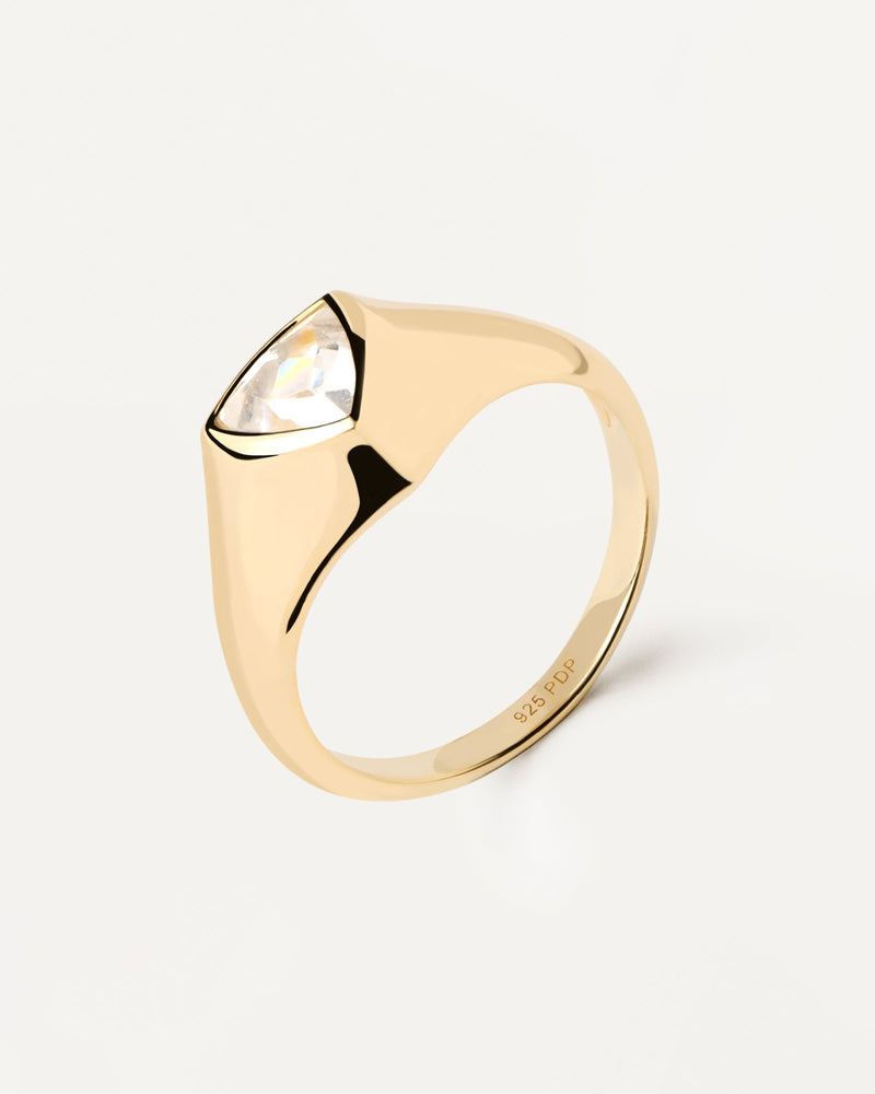 Triangle Shimmer Stamp Ring - 
  
    Sterling Silver / 18K Gold plating
  
