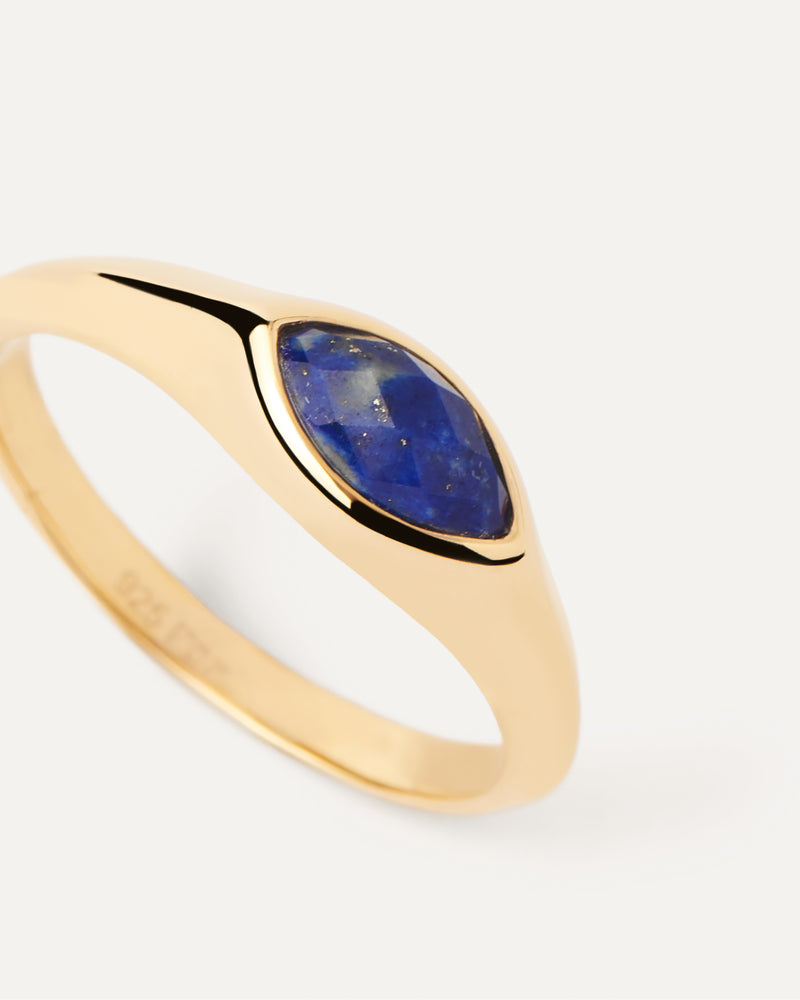 Bague Chevalière Lapis-Lazuli Nomad - 
  
    Argent massif / Placage Or 18 Ct
  
