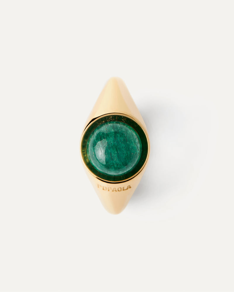 Grüner Aventurin Moon Ring - 
  
    Sterling Silber / 18K Goldplattierung
  
