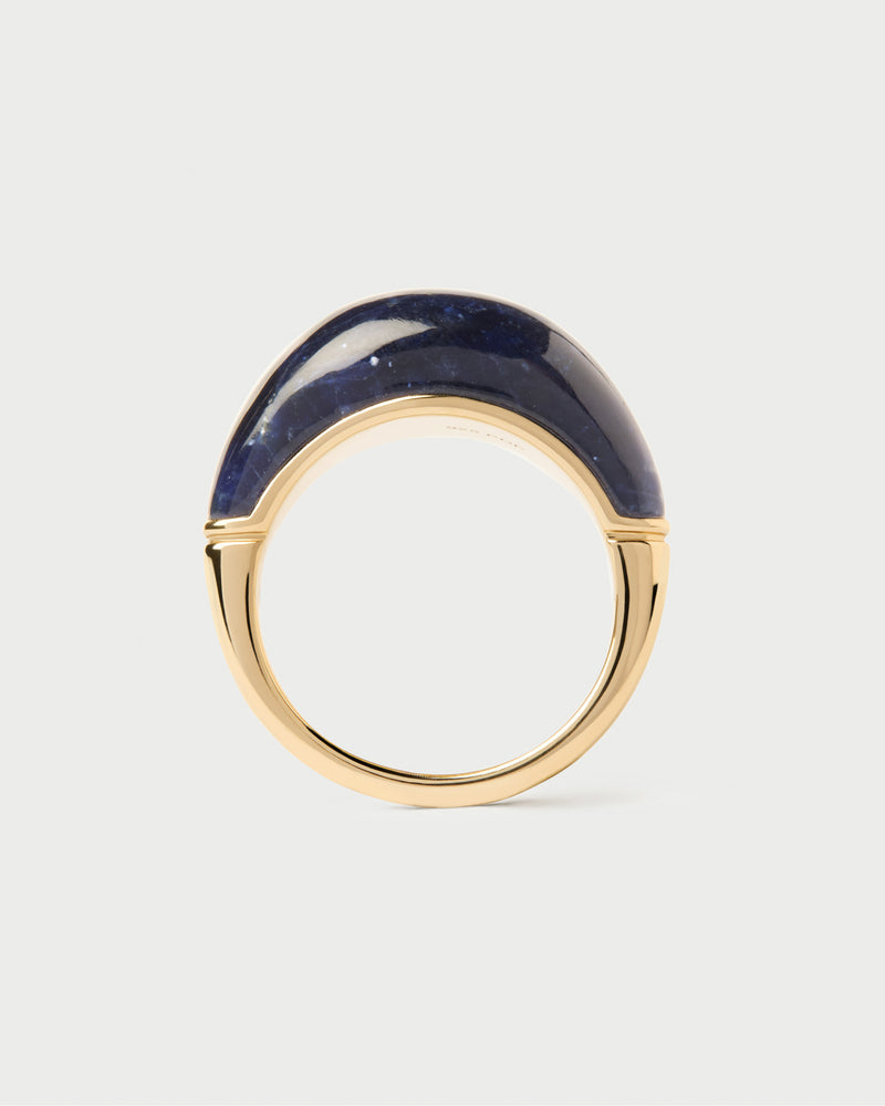 Sodalite Cosmos stamp ring - 
  
    Sterling Silver / 18K Gold plating
  
