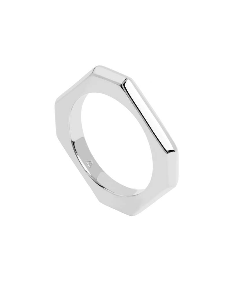 Bague Signature Link - 
  
    Laiton / Placage Argent Rhodié
  
