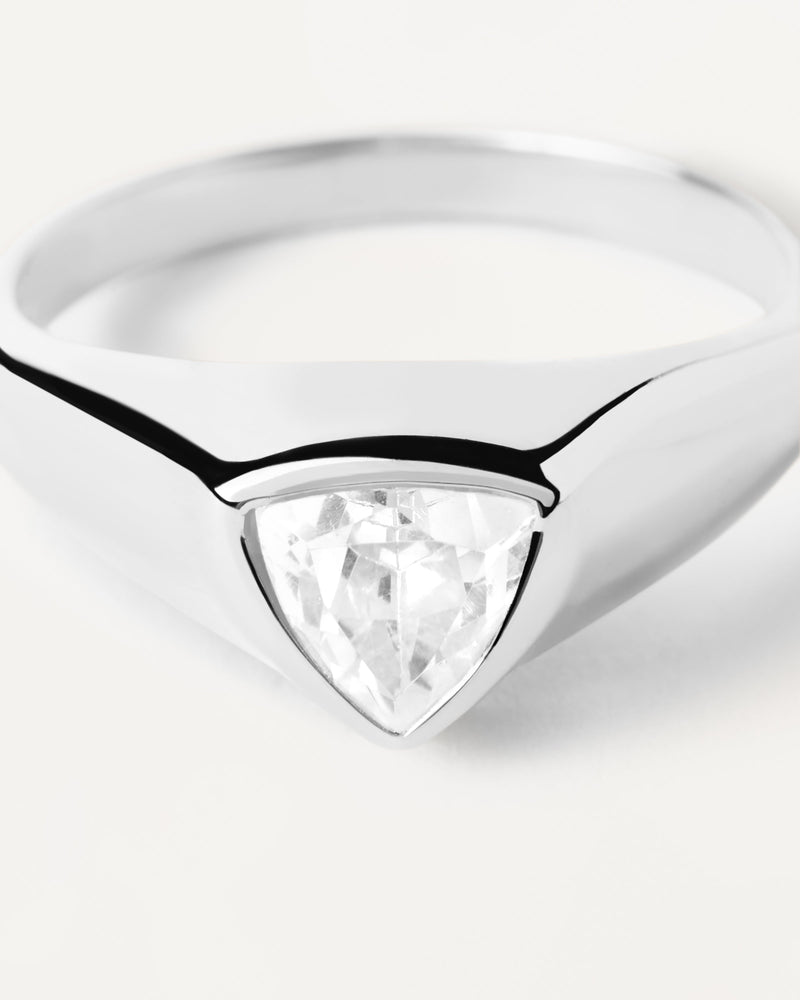 Anello Sigillo In Argento Triangle Shimmer - 
  
    Argento sterling
  
