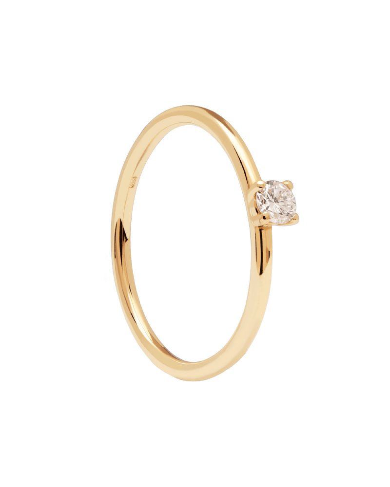 GoldRing mit Diamanten Solitaire Mini - 
  
    18 kt Gold
  
