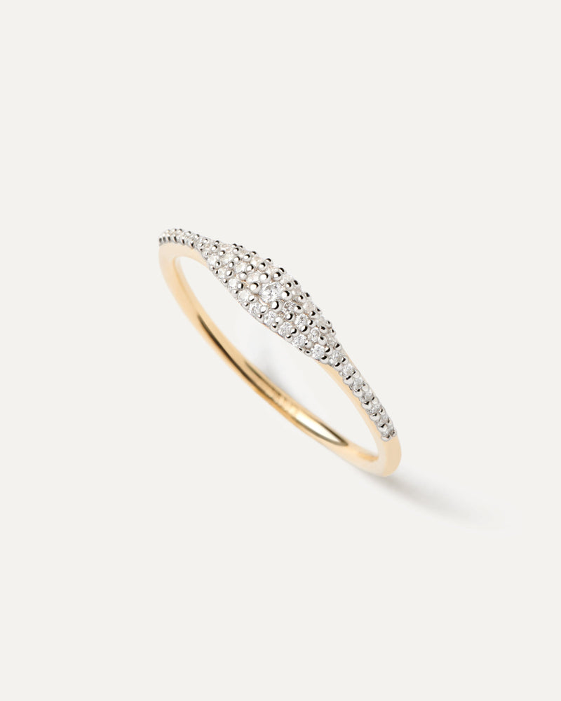 Diamonds And Gold Estella Stamp Ring - 
  
    18K Gold
  
