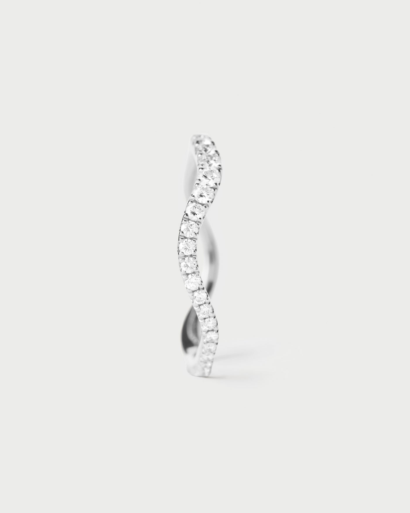 Diamonds and white gold Flow ring. Fluid eternity ring in 18K white gold with an undulating band accented with lab-grown diamonds. Get the latest arrival from PDPAOLA. Place your order safely and get this Best Seller.