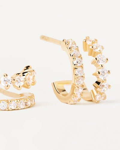 Double eternity hoops in gold-plated silver with white zirconia | Rubi ...