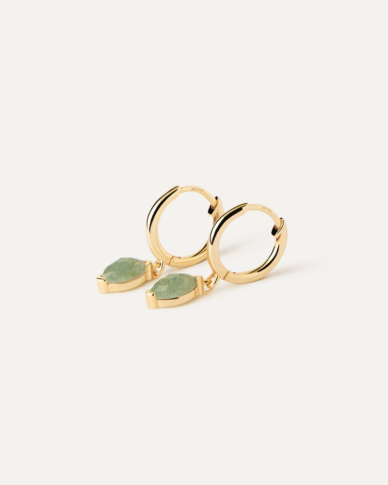 Aros Aventurina Verde Nomad - 
  
    Plata de Ley / Baño de Oro 18K
  
