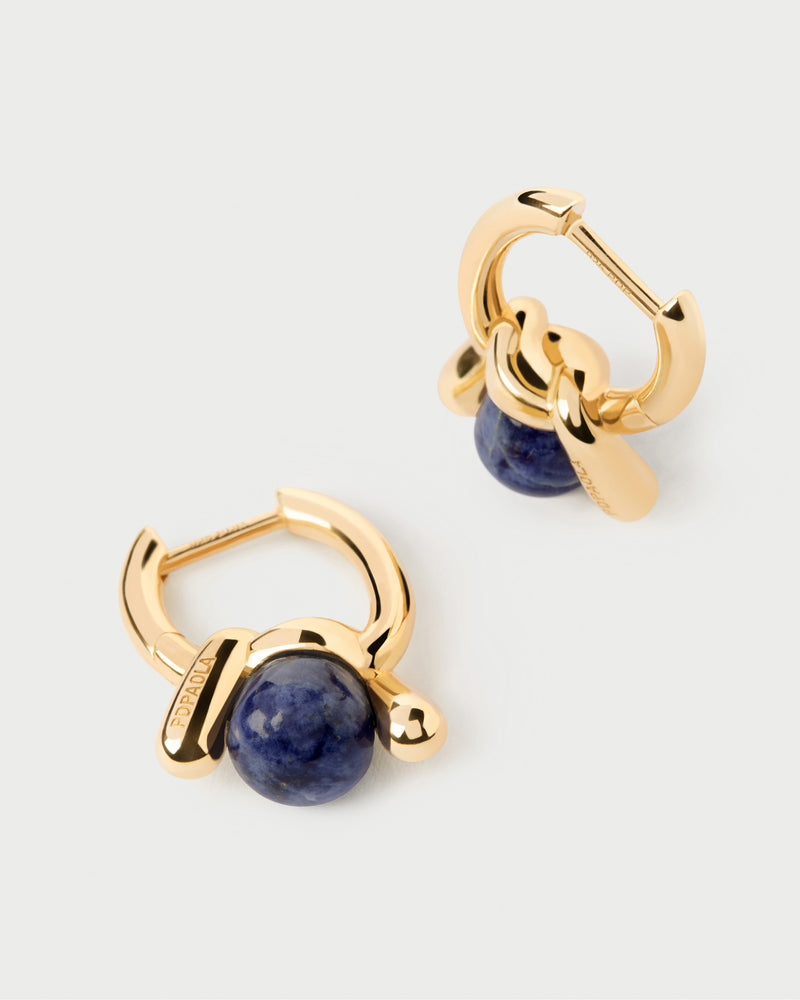 Orecchini a cerchio Sodalite Nexus - 
  
    Argento sterling / Placcatura in Oro 18K
  
