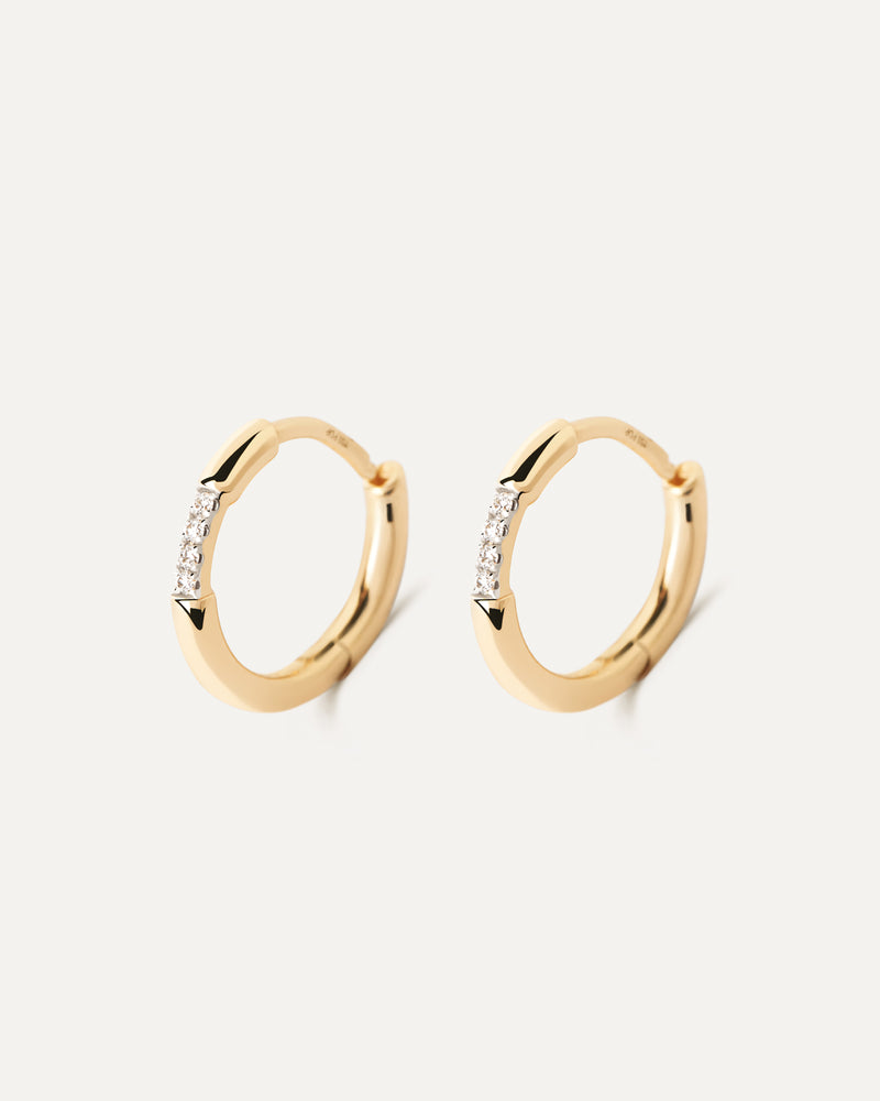 Diamonds and gold Mini Nora hoops - 
  
    18K Gold
  
