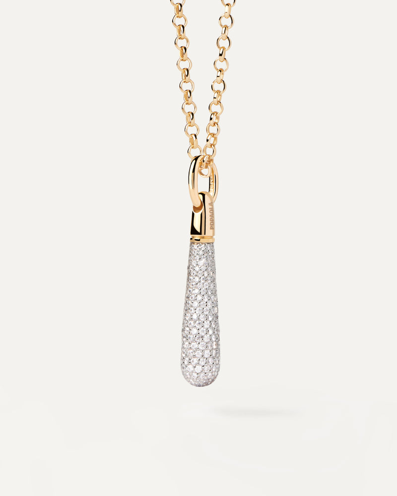 Pavé Large Drop Pendant - 
  
    Sterling Silver / 18K Gold plating
  
