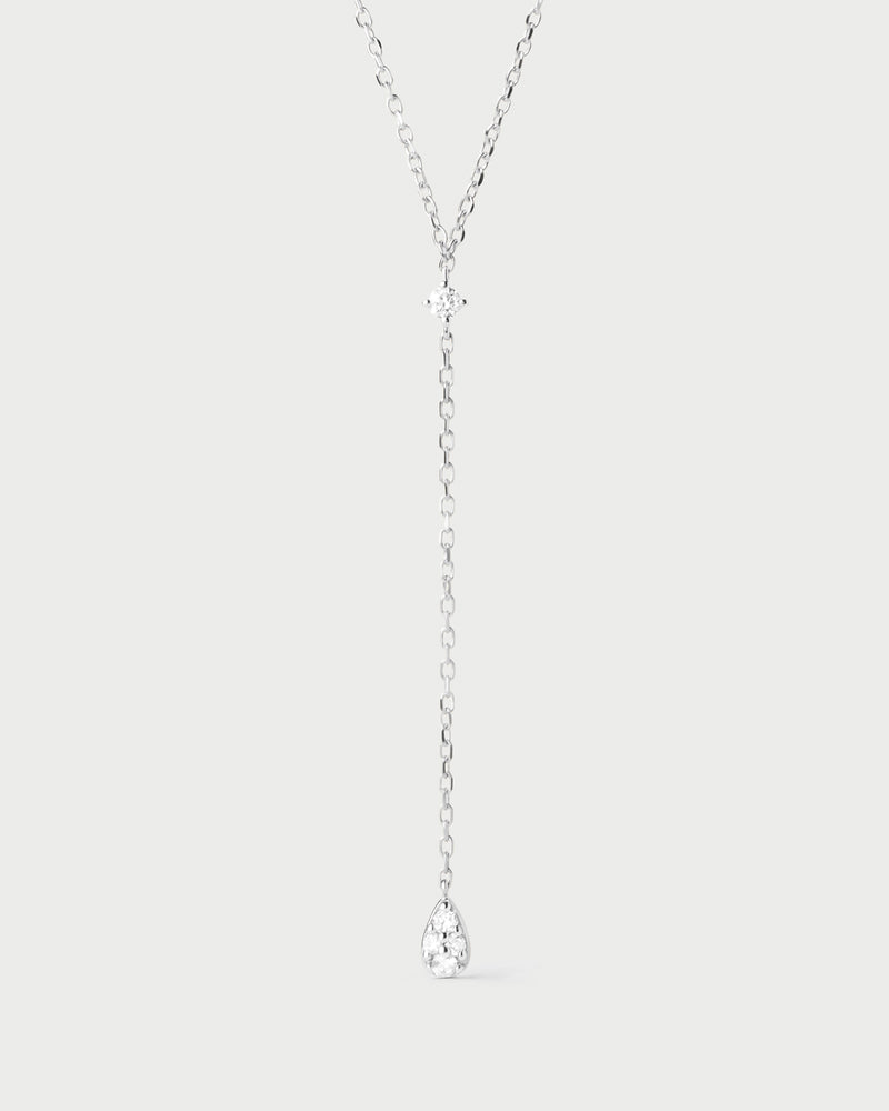 Collana in oro bianco e diamanti Lagoon - 
  
    Oro bianco 18K / Placcatura in argento rodiato
  
