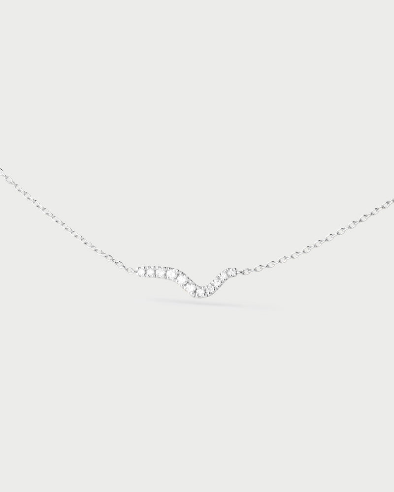 Diamonds and white gold Flow necklace - 
  
    18K White gold / Rhodium silver plating
  
