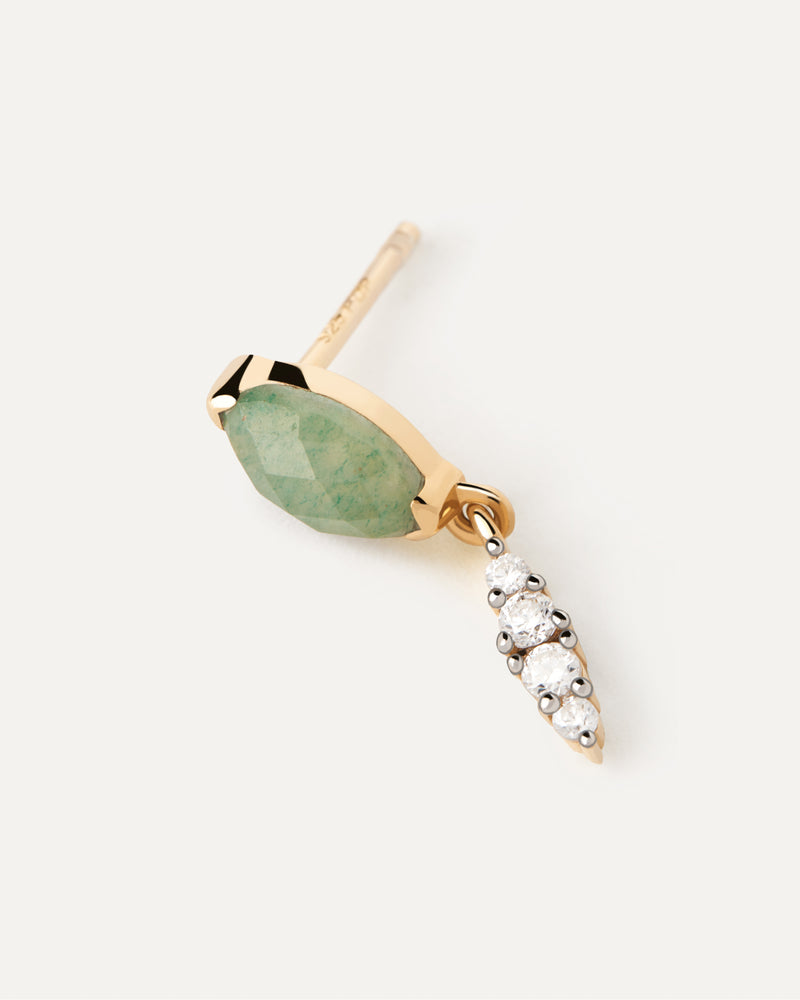 Green Aventurine Ginger Single Earring - 
  
    Sterling Silver / 18K Gold plating
  
