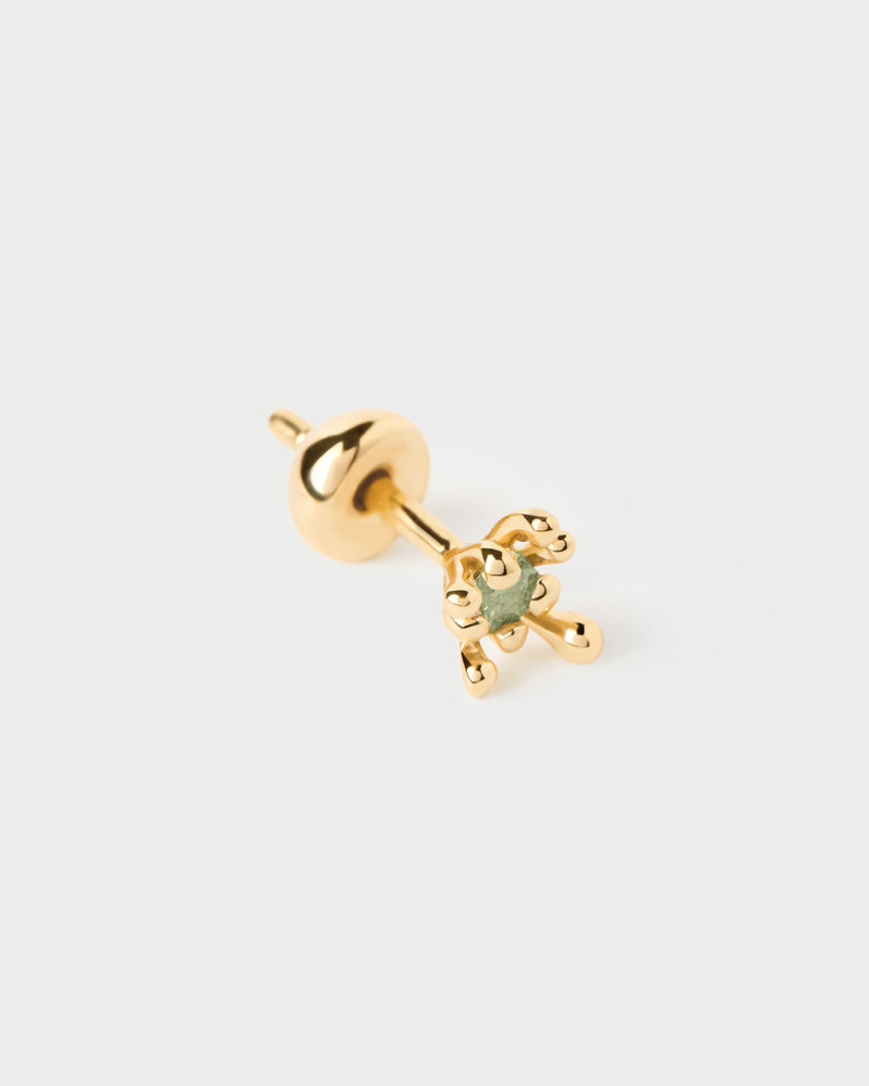 Green Fleur single earring - 
  
    Sterling Silver / 18K Gold plating
  
