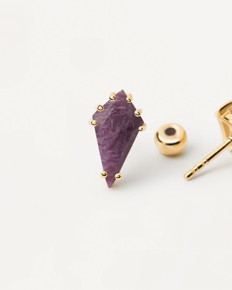 Akiro Charoite Single Earring - 
  
    Sterling Silver / 18K Gold plating
  
