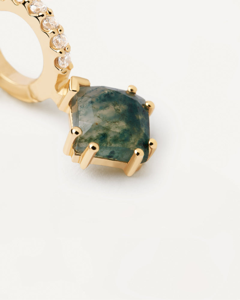 Fuji Moss Agate Single Earring - 
  
    Sterling Silver / 18K Gold plating
  
