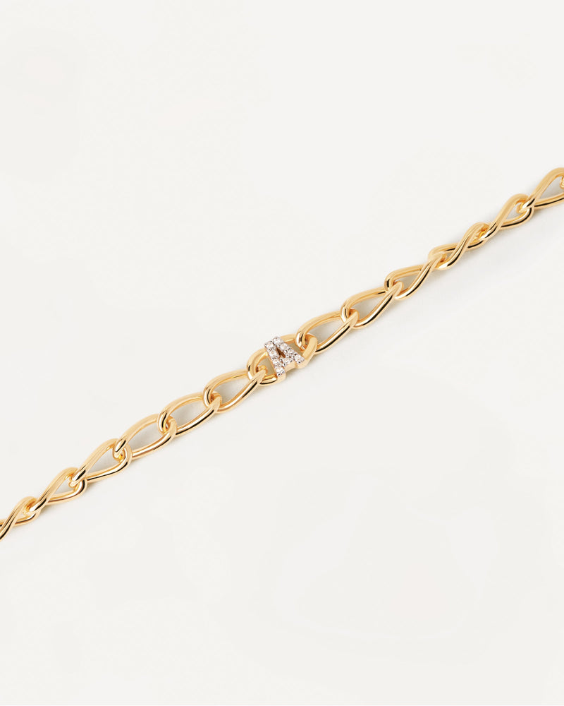 Bracciale A Catena Lettera A - 
  
    Argento sterling / Placcatura in Oro 18K
  
