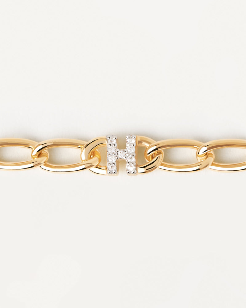 Bracciale A Catena Lettera H - 
  
    Argento sterling / Placcatura in Oro 18K
  
