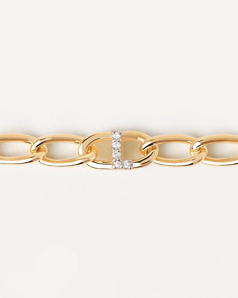 Bracciale A Catena Lettera L - 
  
    Argento sterling / Placcatura in Oro 18K
  
