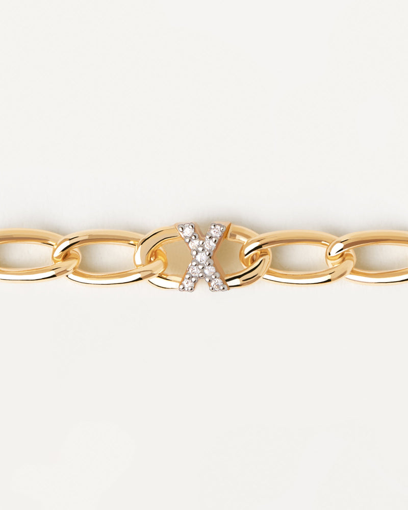 Bracciale A Catena Lettera X - 
  
    Argento sterling / Placcatura in Oro 18K
  
