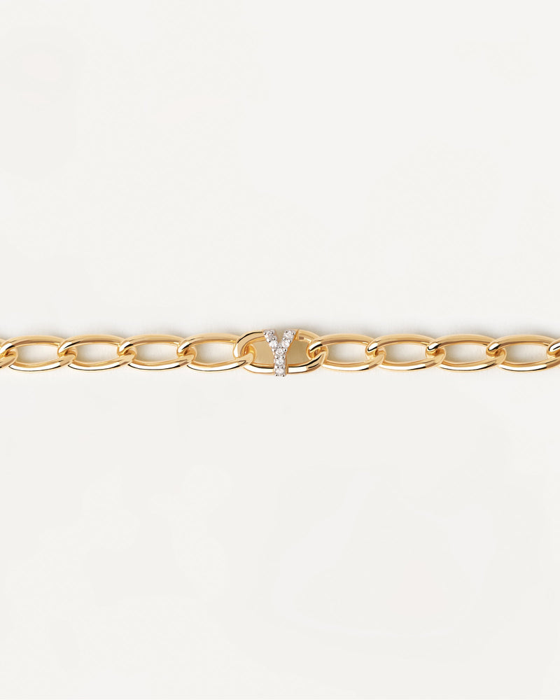 Bracciale A Catena Lettera Y - 
  
    Argento sterling / Placcatura in Oro 18K
  
