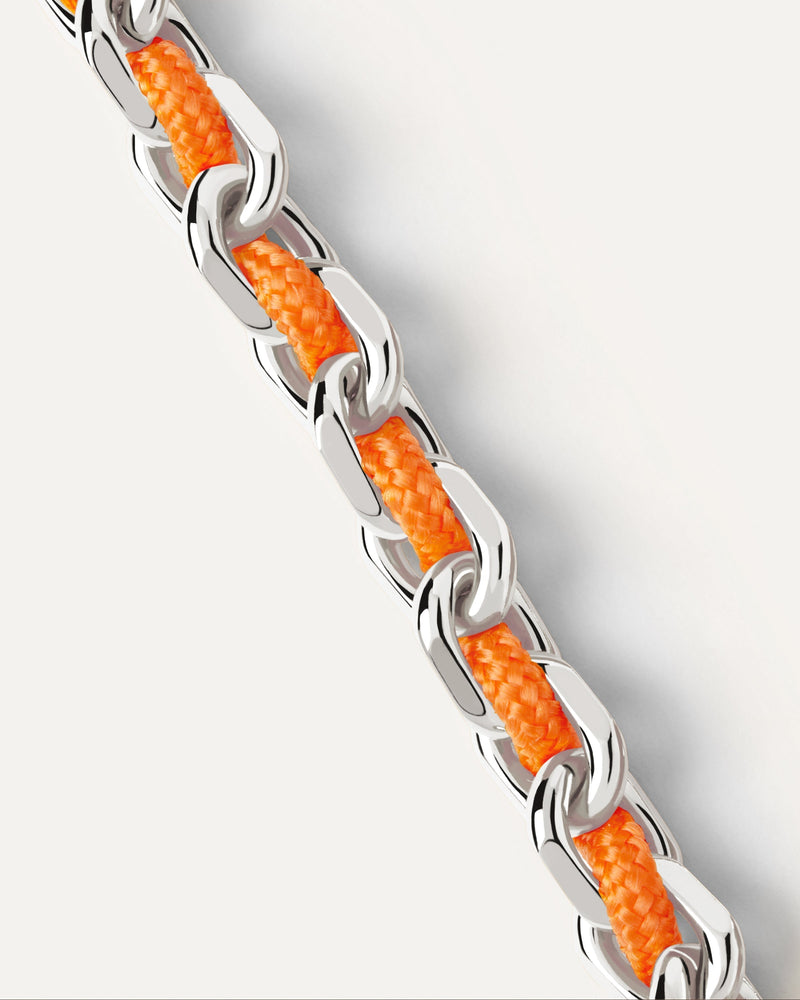 Bracciale Catena Argentata e Corda Tangerine - 
  
    Corda / Placcatura in argento rodiato
  
