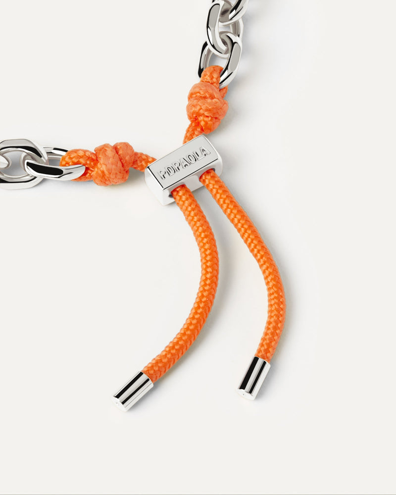 Pulsera Cordón y Cadena Tangerine Essential - 
  
    Latón / Baño de rodio en plata
  
