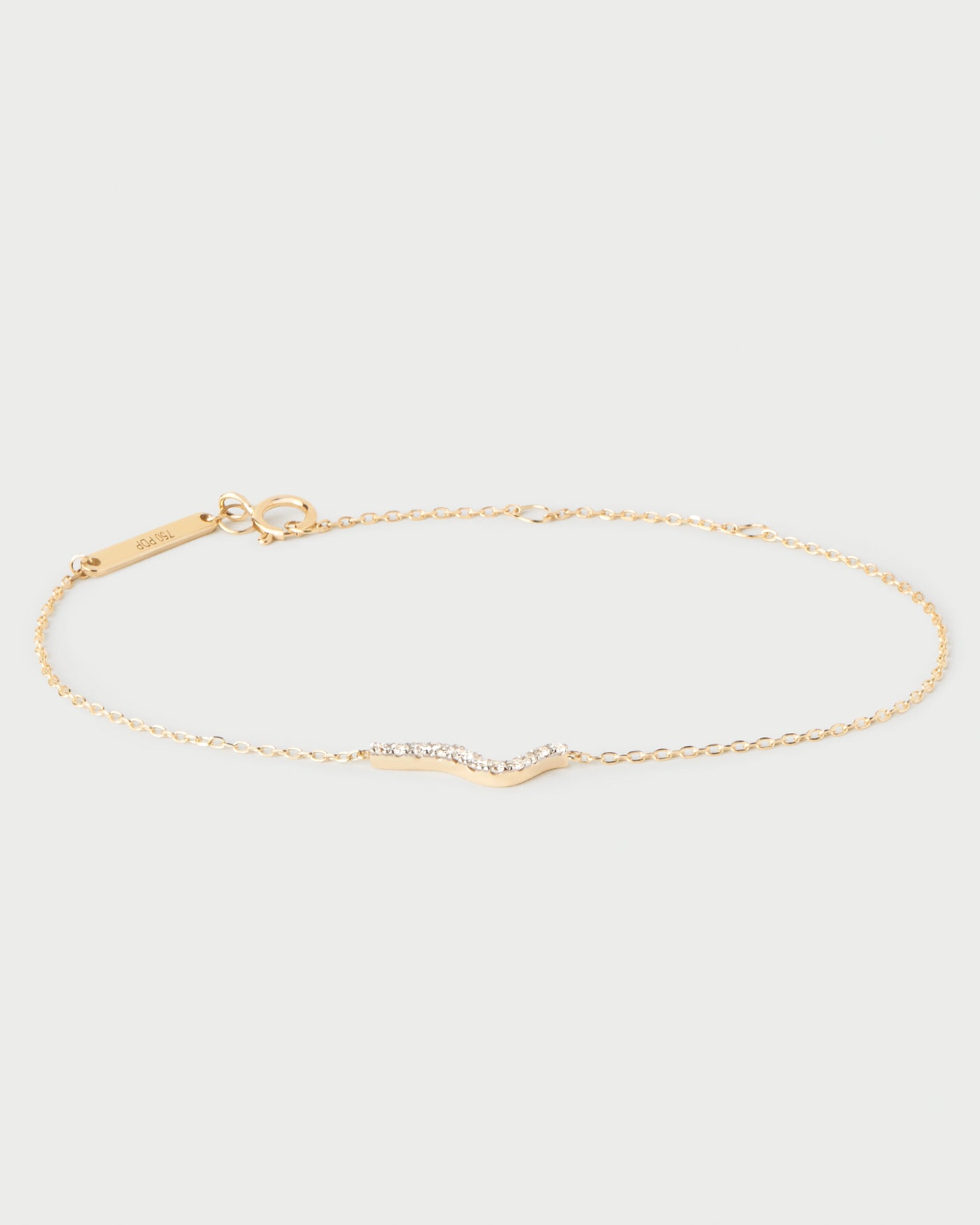 Diamonds and gold Flow bracelet. Bracelet in yellow gold with an undulating band adorned with round cut lab-grown diamonds. Get the latest arrival from PDPAOLA. Place your order safely and get this Best Seller.