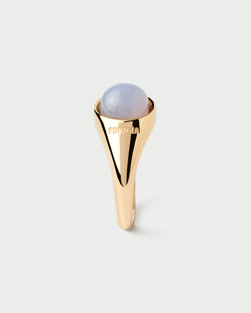 Blue lace agate Moon ring - 
  
    Sterling Silver / 18K Gold plating
  
