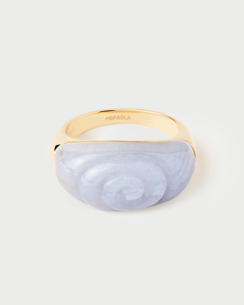 Blauer Spitzenachat Shell ring - 
  
    Sterling Silber / 18K Goldplattierung
  
