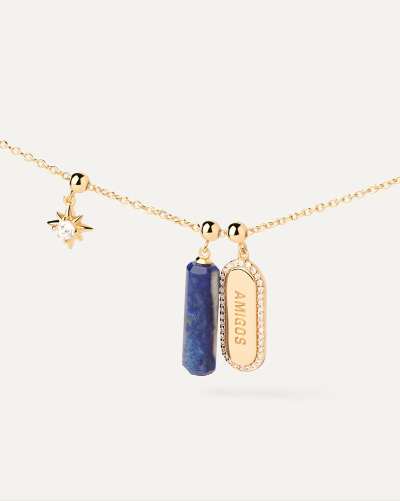 Lapis Lazuli Charm - 
  
    Sterling Silver / 18K Gold plating
  
