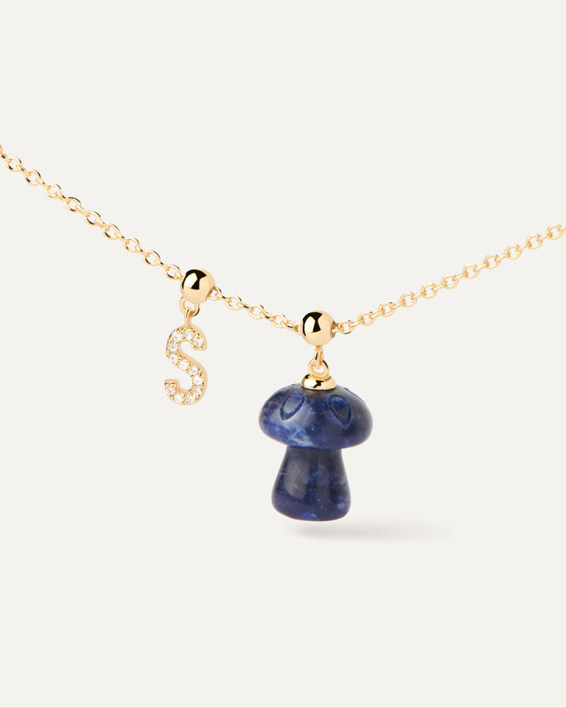 Sodalite Mushroom Charm - 
  
    Sterling Silver / 18K Gold plating
  
