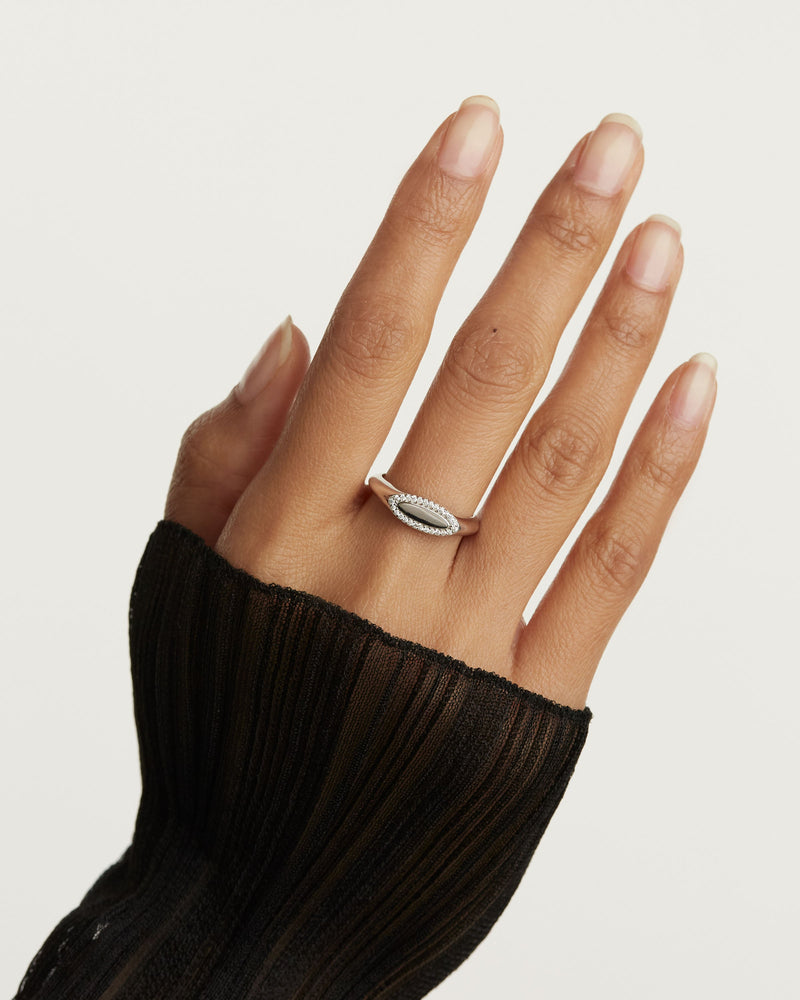 Bague Chevalière en Argent Lace - 
  
    Argent massif
  
