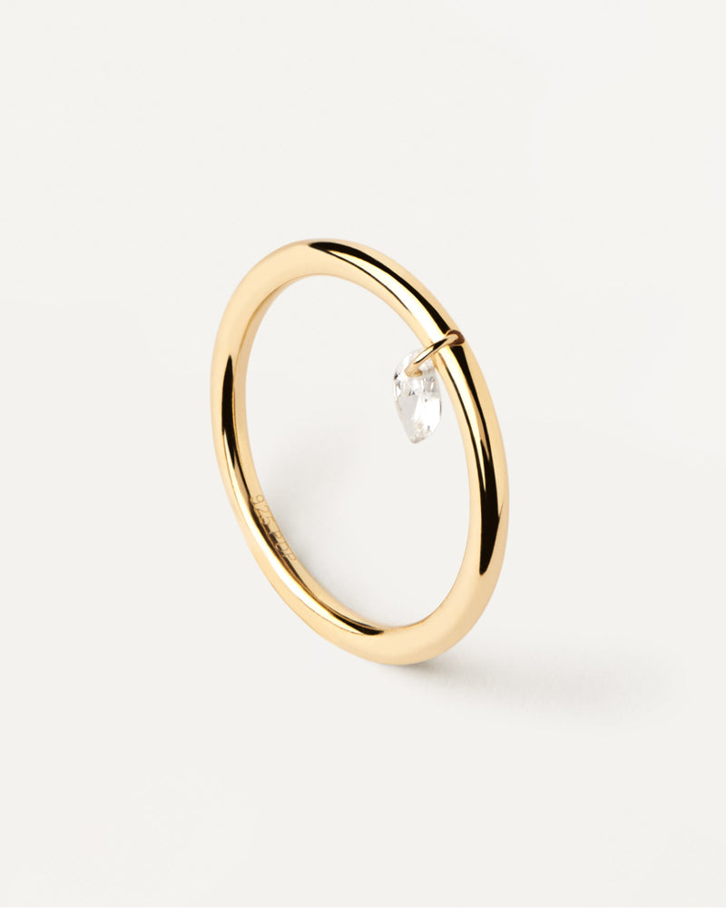 Anillo Solitario Rain - 
  
    Plata de Ley / Baño de Oro 18K
  
