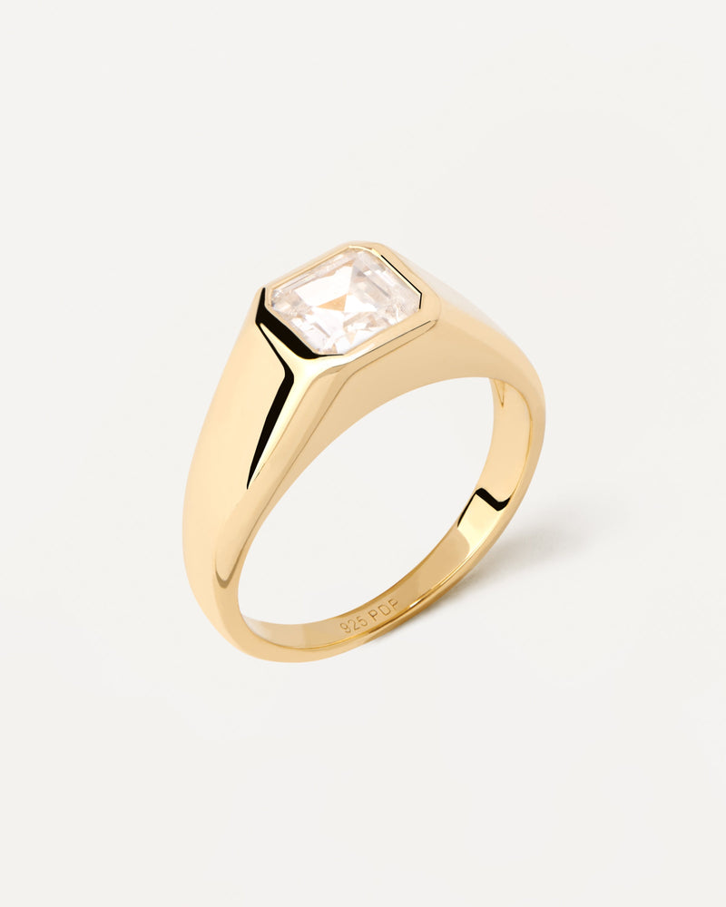 Anillo Sello Square Shimmer - 
  
    Plata de Ley / Baño de Oro 18K
  
