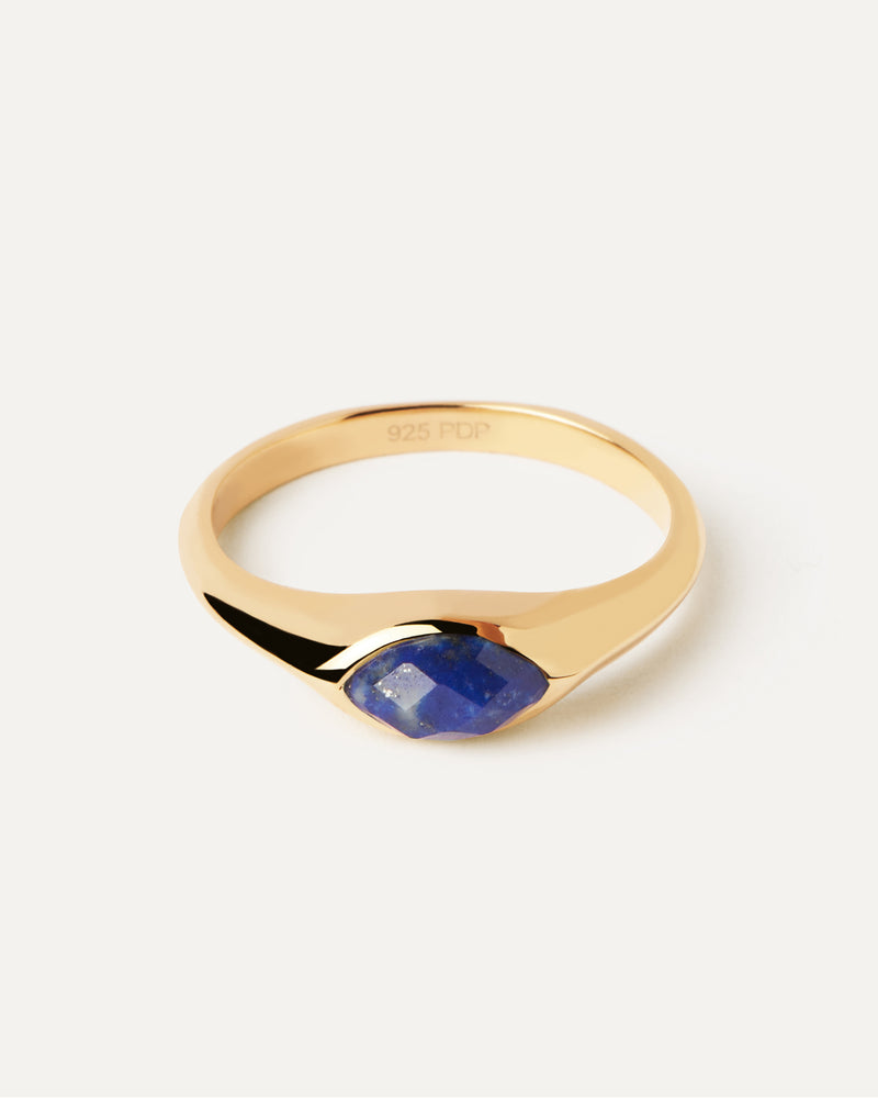 Lapis Lazuli Nomad Stamp Ring - 
  
    Sterling Silver / 18K Gold plating
  
