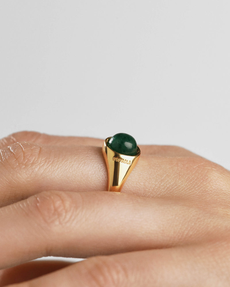 Green Aventurine Moon Ring - 
  
    Sterling Silver / 18K Gold plating
  
