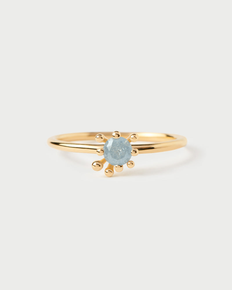 Anillo Fleur Gris - 
  
    Plata de Ley / Baño de Oro 18K
  
