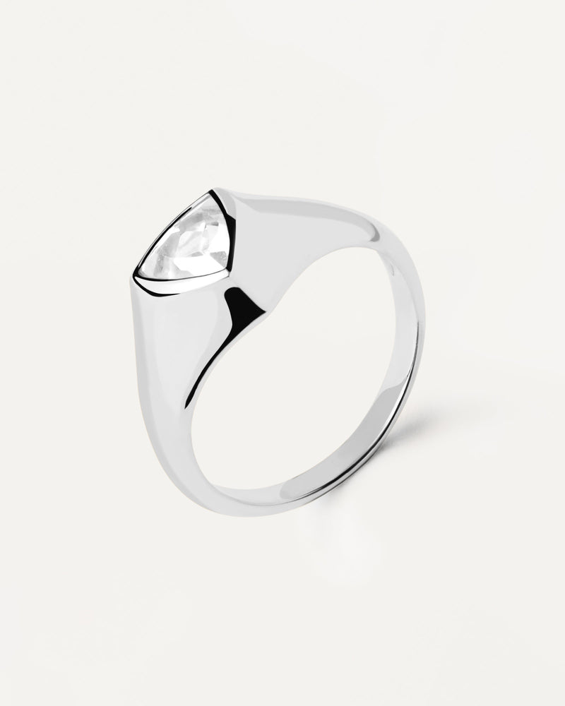 Bague chevalière en argent Triangle Shimmer - 
  
    Argent massif
  
