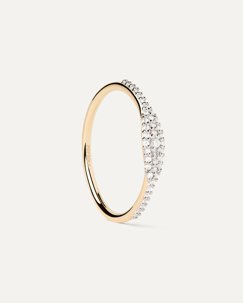 Diamonds And Gold Estella Stamp Ring - 
  
    18K Gold
  
