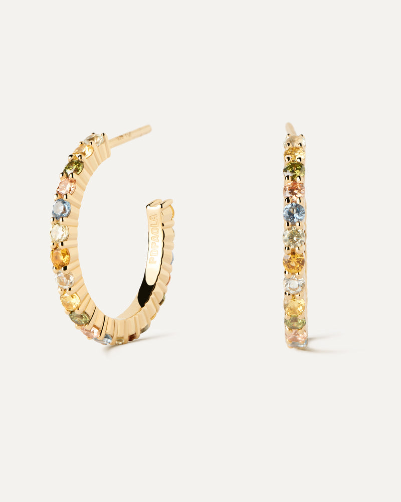 Orecchini a cerchio Rainbow - 
  
    Argento sterling / Placcatura in Oro 18K
  
