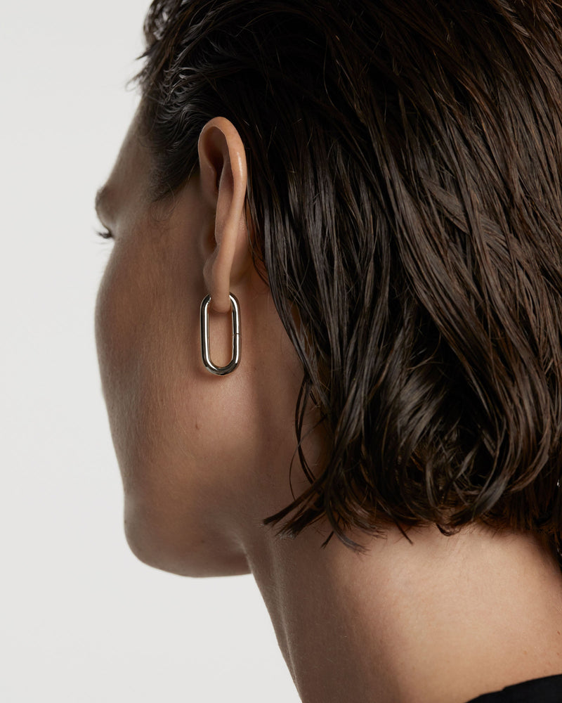 Beat Hoop Earrings - 
  
    Brass / Rhodium silver plating
  
