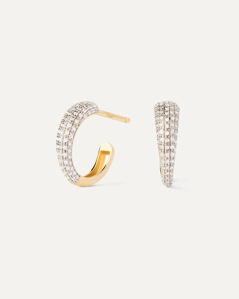 Diamonds and Gold Soho Mini Hoops - 
  
    18K Gold
  
