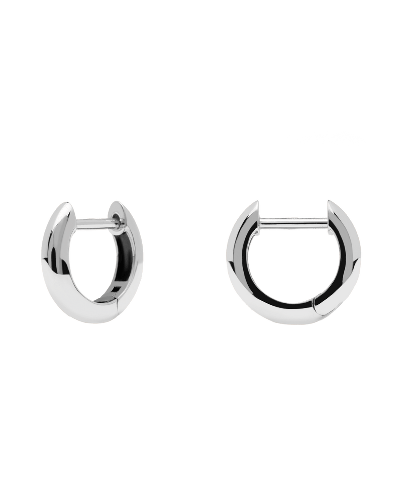 Plain solid white gold small hoops made of recycled gold | White Gold ...