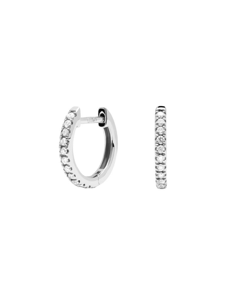 Diamonds and White Gold Eternity Mini Hoops - 
  
    18K White gold / Rhodium silver plating
  
