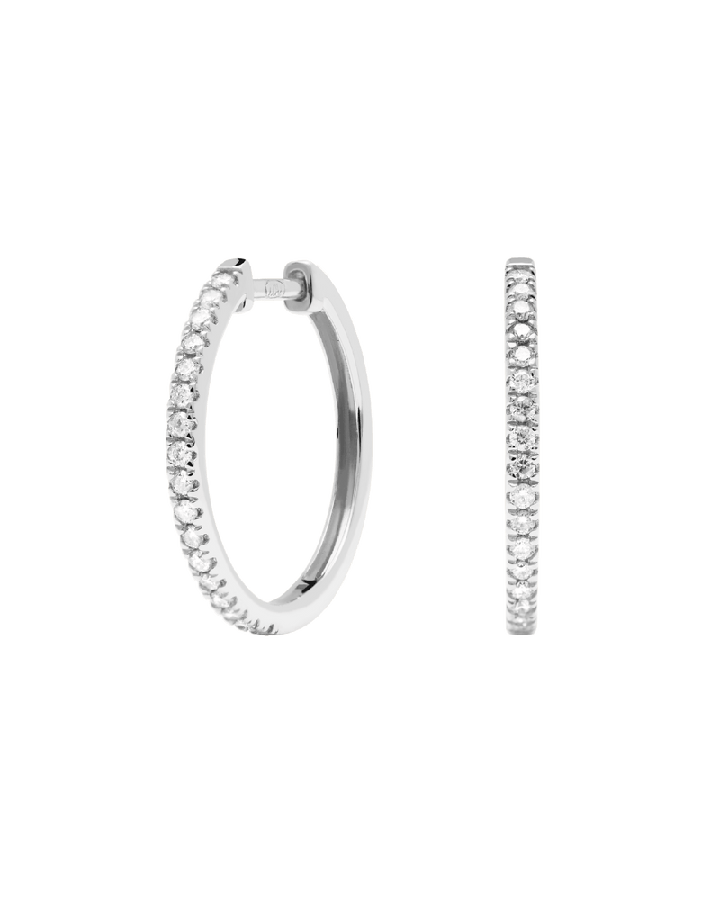 Diamonds and White Gold Eternity Medium Hoops - 
  
    18K White gold / Rhodium silver plating
  
