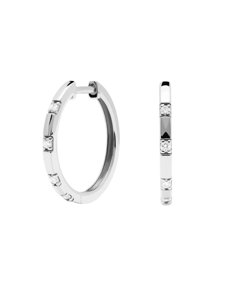 Diamonds and White Gold Frosty Hoops - 
  
    18K White gold / Rhodium silver plating
  
