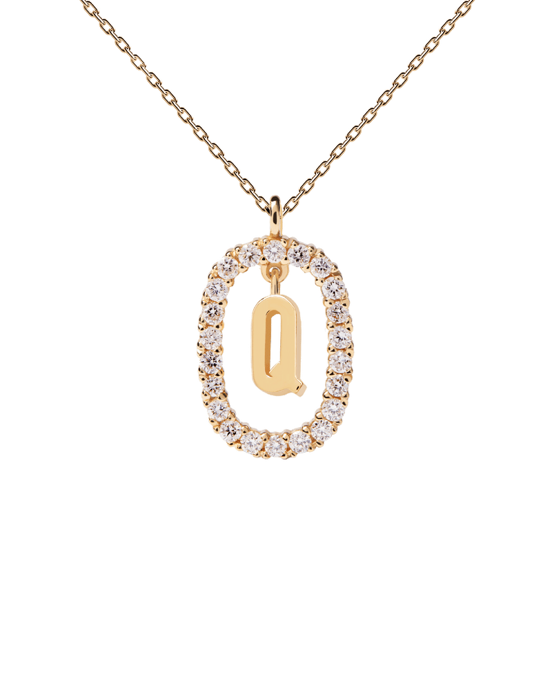 Diamonds and Gold Letter Q Necklace - 
  
    18K Gold
  
