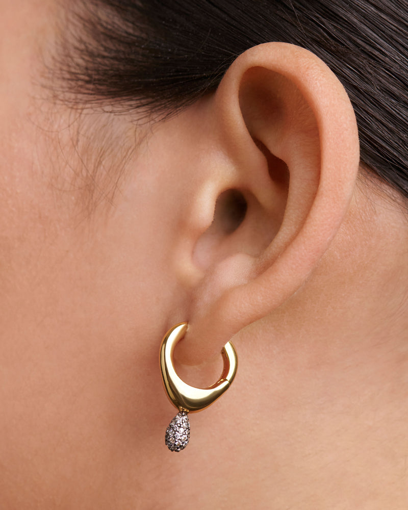 Pavé Lava Single Hoop - 
  
    Sterling Silver / 18K Gold plating
  
