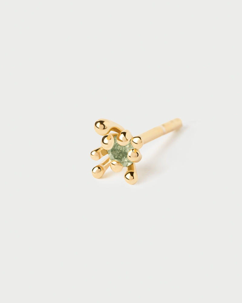 Green Fleur single earring - 
  
    Sterling Silver / 18K Gold plating
  
